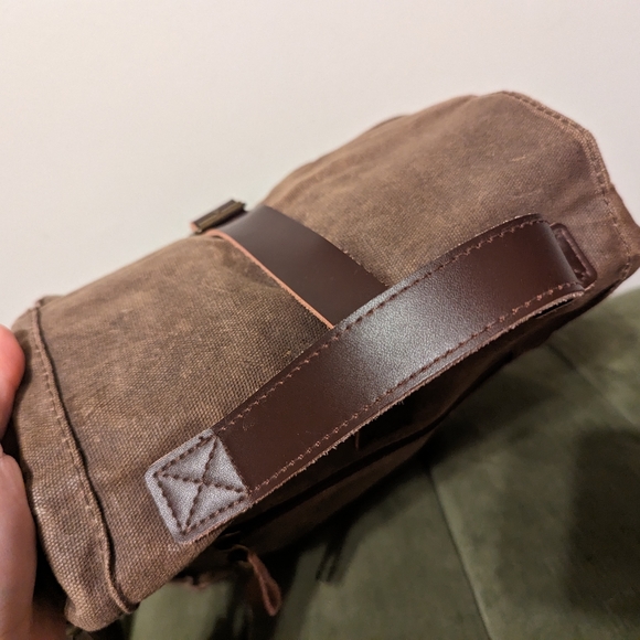 ASEBBO Insulated Lunch Bag 10L Waxed Canvas and Leather Cool Crossbody Bag - Picture 7 of 15